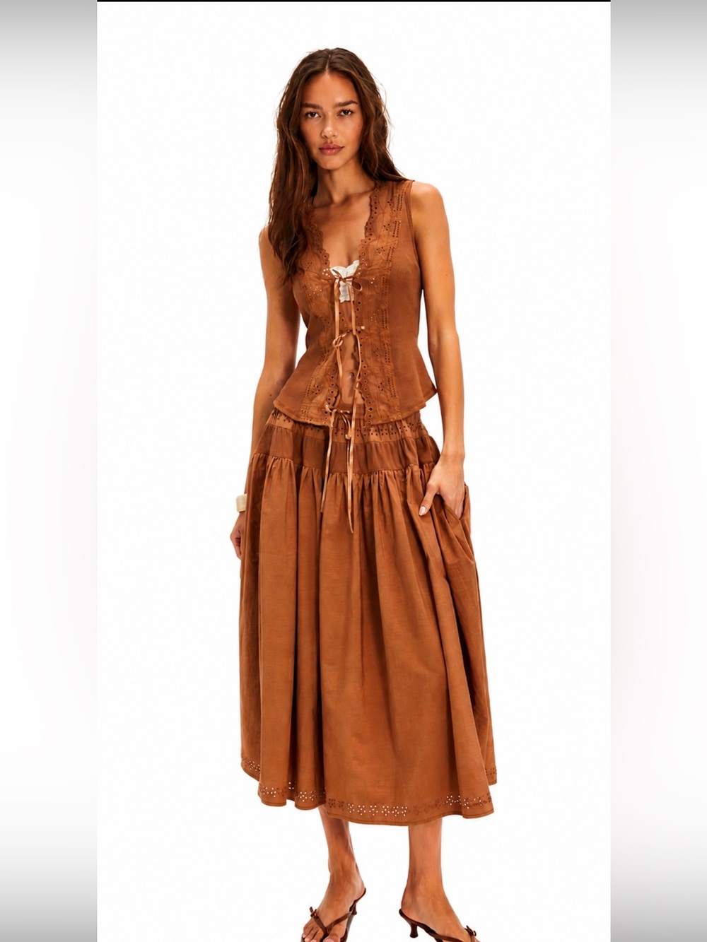 Free People Gesibelle Set NWT Brown Skirt Cowgirl Euro Summer
Retail $168